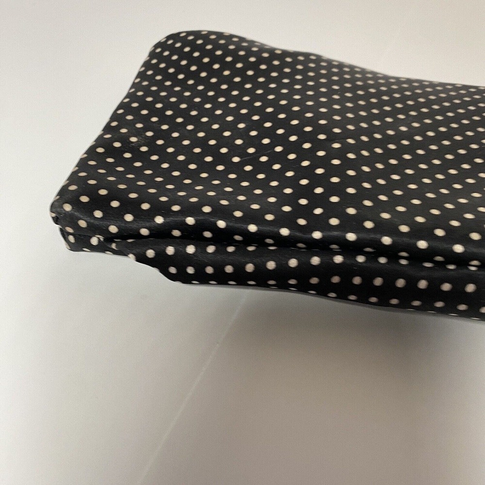 Steve Madden Clutch Bag Satin Zip Purse Bow Polka Dot Retro Gem Ball Zipper Pull - Picture 4 of 7